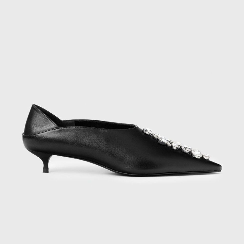 Practical Magic Black Leather Heels with Crystals - Picture 13 of 14